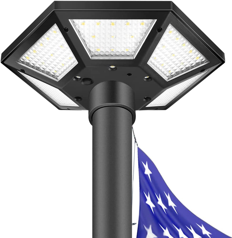 Flag Pole Light, Solar Flag Pole Light with Larger Panel Surface and Lighting Co