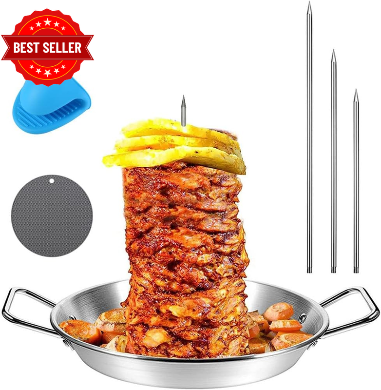 Stainless Steel Upright Roaster Rack, Upright Shawarma Grilling Set, Detachable
