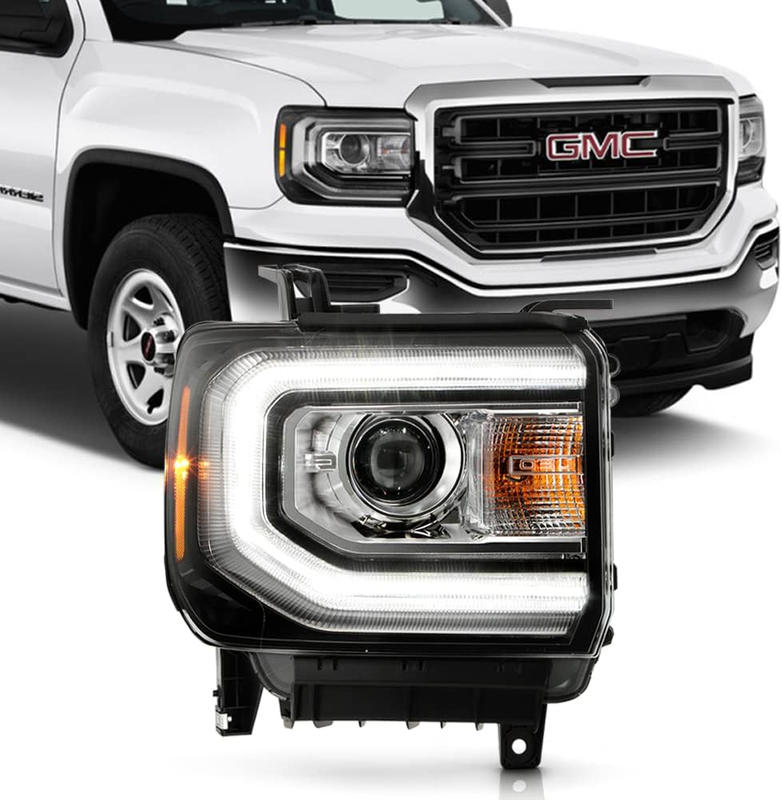 LED DRL Headlight Passenger Side for 2016-2018 GMC Sierra 1500 Hid Xenon Model