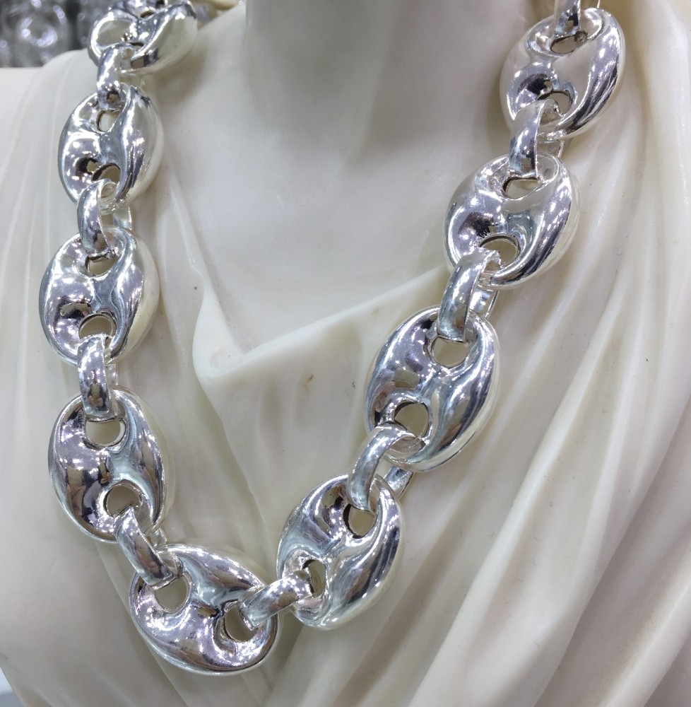 Pre-owned Handmade 17mm Mens Puffed Mariner Link Chain Necklaces 925 Sterling Silver 107gr 24 Inch