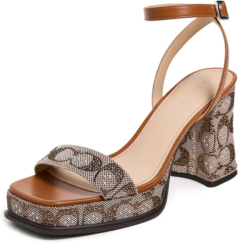 COACH womens Crystal Signature Jacquard Sandal