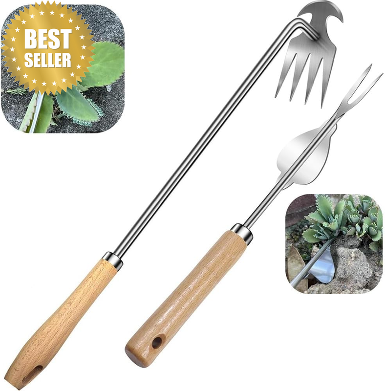 Weed Puller Tool 3 Pack, Stainless Steel Weeder with Ergonomic Non-Slip Grip, He