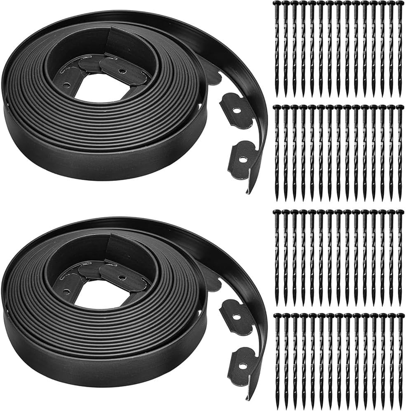 2-Inch X 66 FT Landscape Edging Border, with 60 Anchoring Spikes,Lawn Edging Kit
