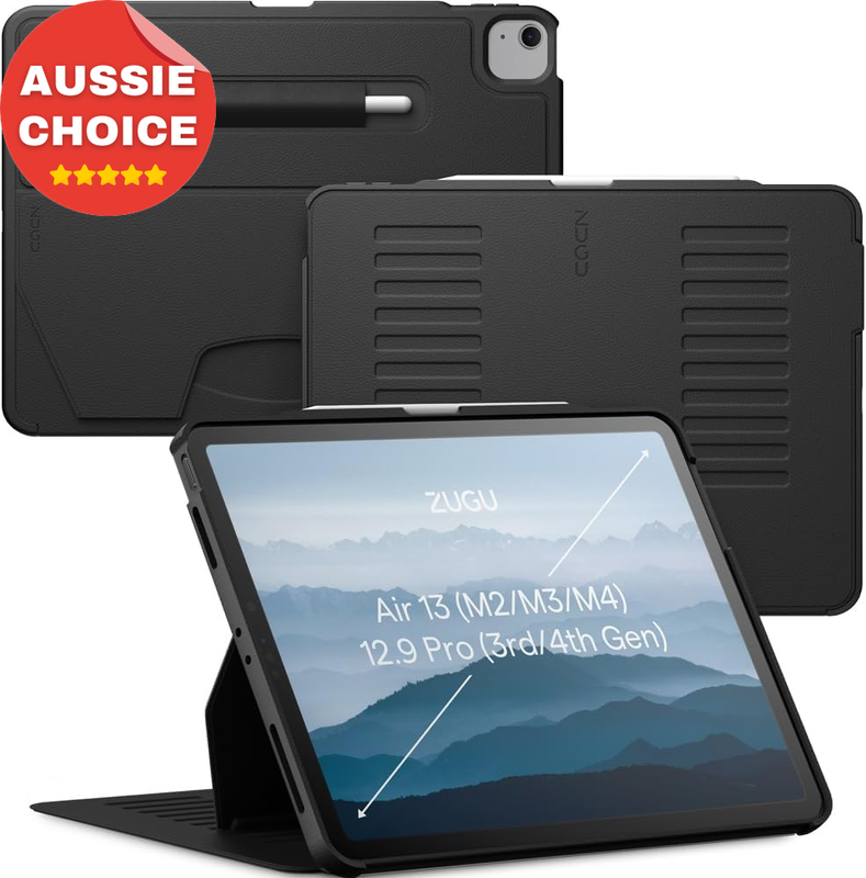iPad Air 13 Inch M2 M3 M4 iPad Pro 12.9 Gen 3 4 Case Cover Black