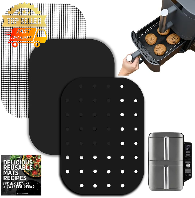 Ninja Doublestack Air Fryer Liners SL201 SL401, 8Qt 10Qt Basket Mats