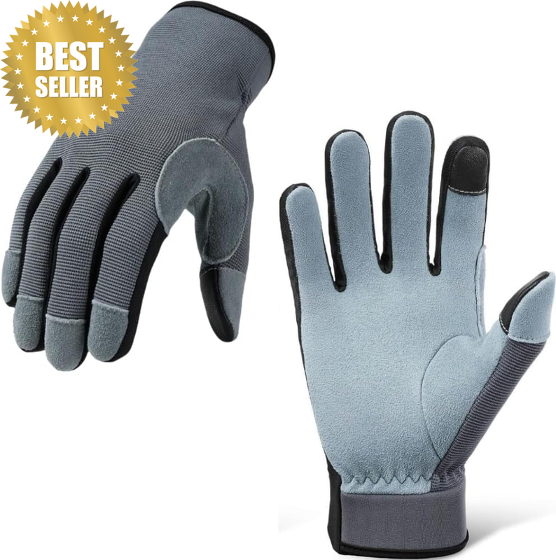 Lightweight Work Gloves,Touch Screen Flex Deerskin Leather Garden Gloves for Yar