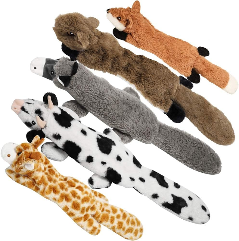 Dog Squeaky Toys, 5 PCS Crinkle Plush Dog Toys, No Stuffing Do...