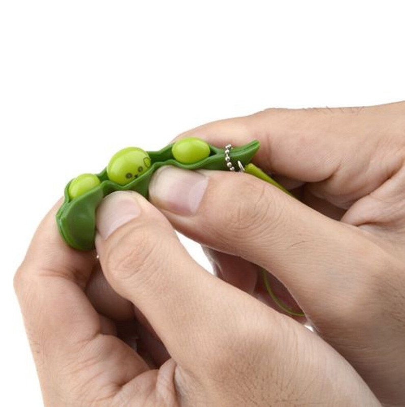 Squeeze-a-Bean Stress Relief Hand Fidget Toy Keychain Funny For Kid Adult ADHD