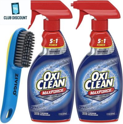 2 Oxi, Clean  Max Force Spray, Laundry Stain Remover, 12 Ounce, Bundle with ZIVI