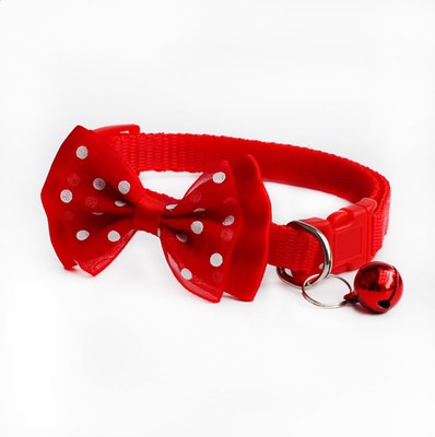 1x Dog Cat Pet Bowknot Cute Bow Tie Bell Adjustable Puppy Kitten Necktie Collar