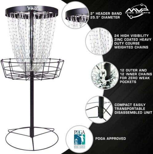 MVP Black Hole Pro 24-Chain Portable Disc Golf Basket Target - Standard PDGA