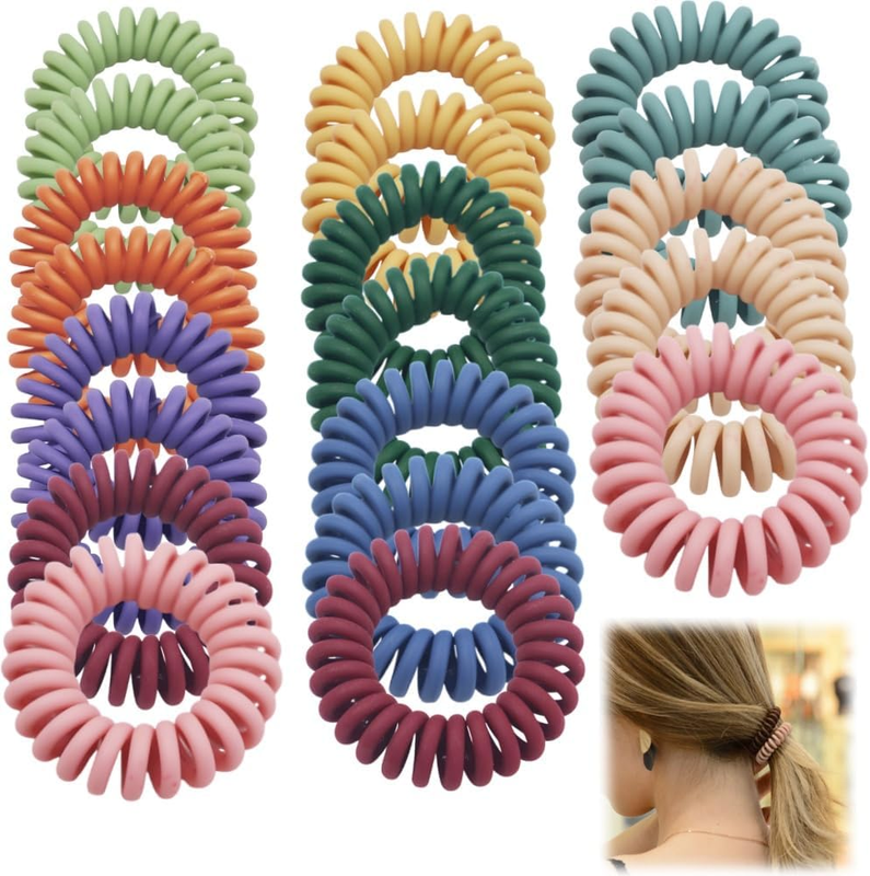 20Pcs Spiral Hair Ties, Elastic Hair Ties for Women， Matte No Crease Spiral Hair