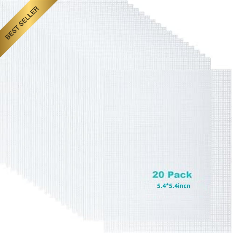 Plastic Canvas Sheets for Crafts, 7CT Clear Mesh, 13.7 X 13.7 Cm, 20 Pack