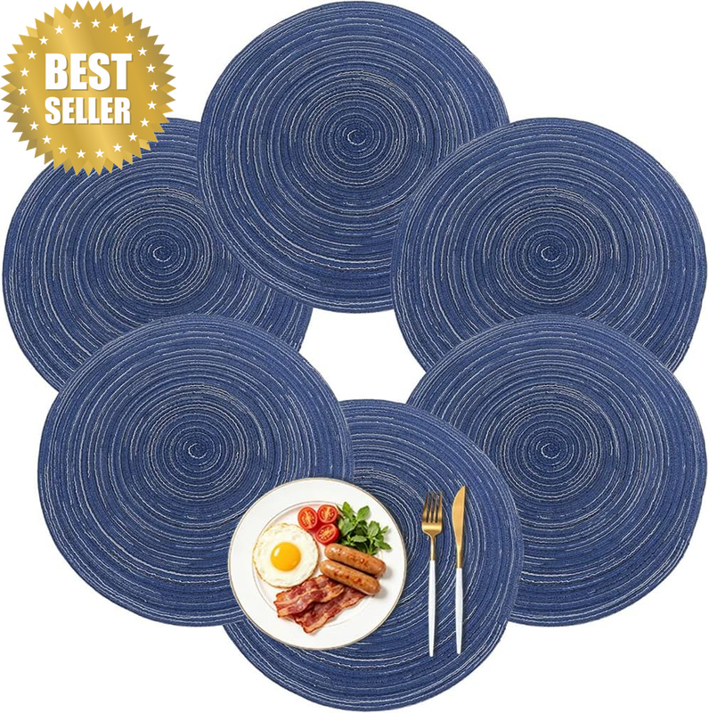 15 Inch round Placemats Non Slip Heat Resistant Braided Table Mats for Kitchen,F