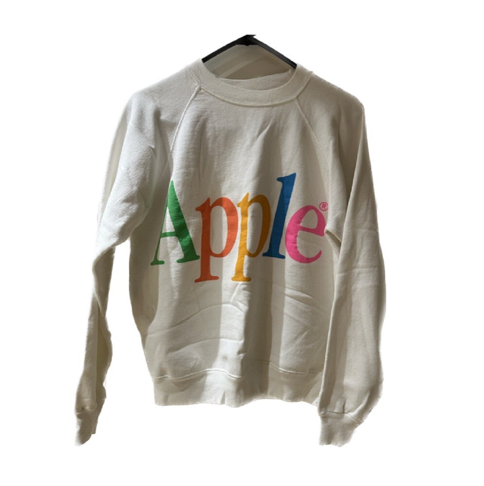 Vintage APPLE COMPUTER Rainbow Logo Sweatshirt - White