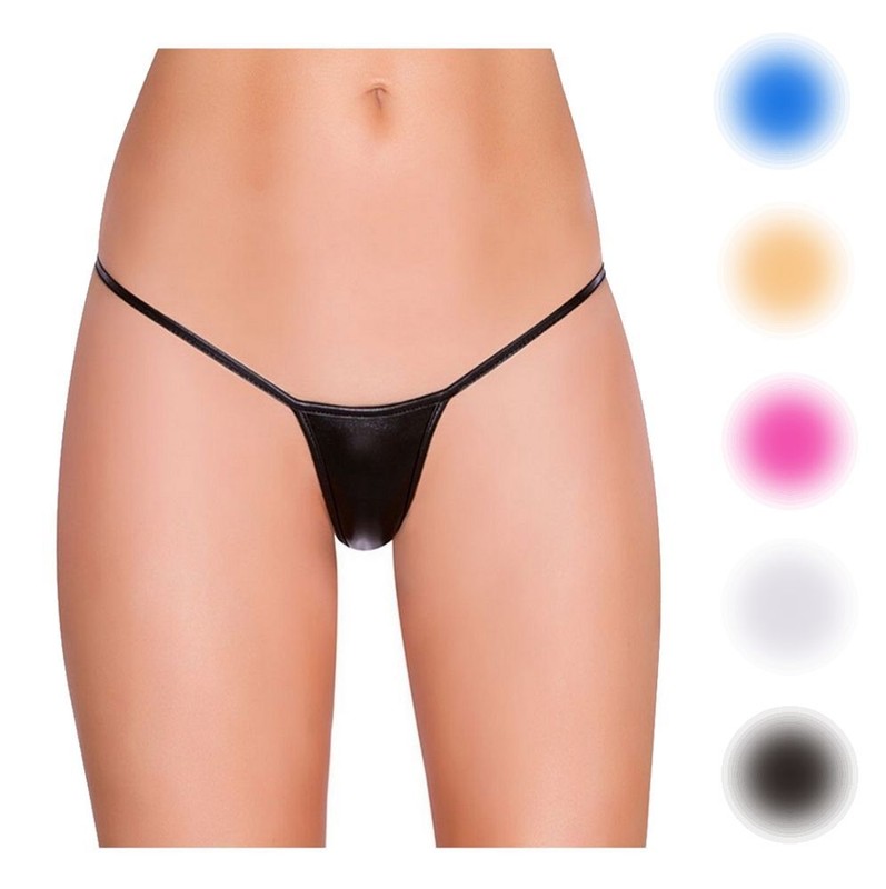 Sexy Damen Micro Metallic String Tanga Wetlook Lack Leder Pole Dance 5 Farben