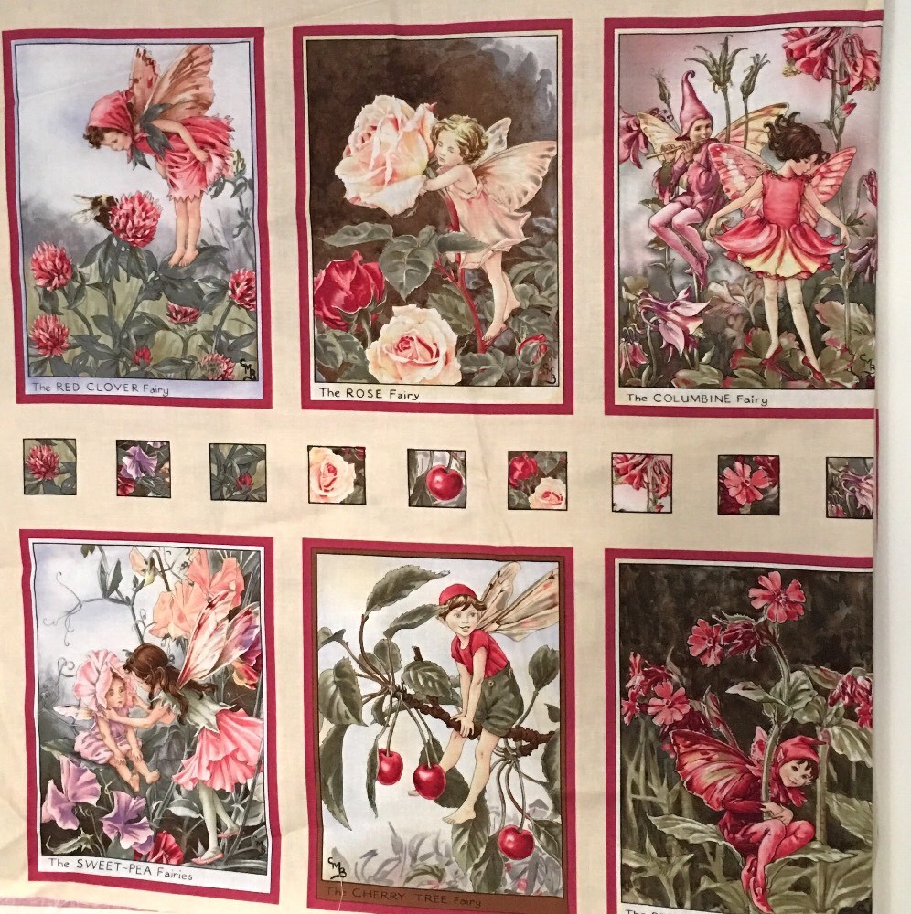 Fabric Blossom Flower Fairies Cicely Mary Barker Artwork 44 x 47.5 inches