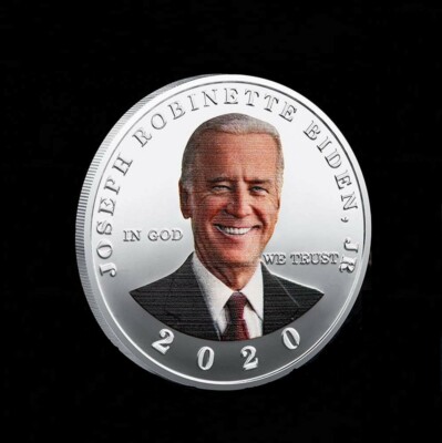 MONEDA DE EDICION PLATEADA JOE BIDEN IDEAL PARA COLECCION (ver foto)