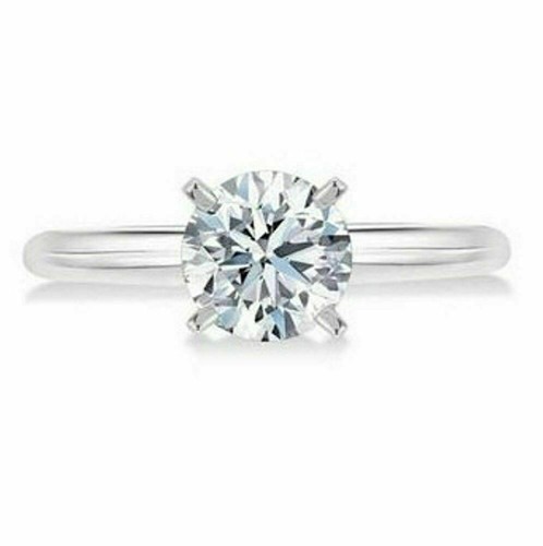 Genuine White Moissanite Solitaire Engagement Ring 14k White Gold 1.25 Ct Round