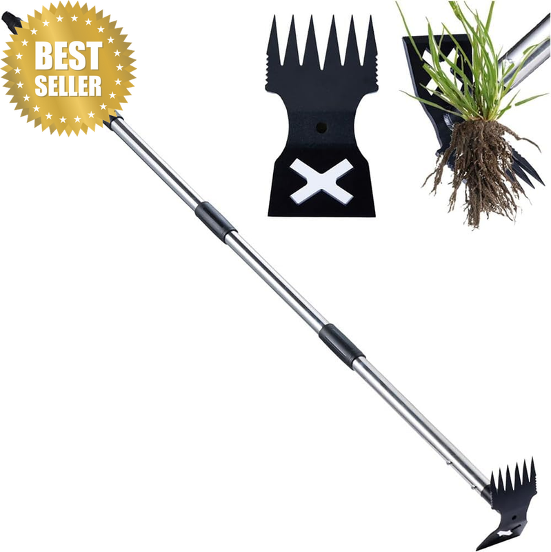 Long-Handled Weeding Tool, Two-In-One Manual Weeding Rake and Garden Hoe, Garden