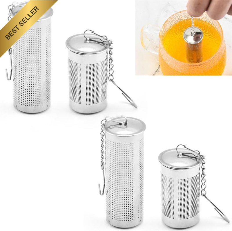 4Pcs Stainless Steel Mesh Tea Strainers with Lid Chain Hook Loose Leaf Infuser