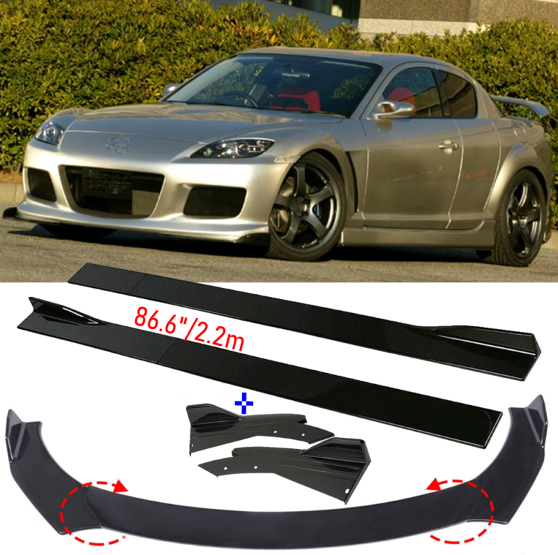 Lip Splitters + Side Skirts + Rear Diffuser Lip For Mazda Rx-8 Rx8