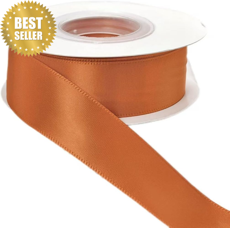 Burnt Orange Ribbon 1 Inch Double-Faced Satin Ribbon 20 Yards Orange Silk Satin