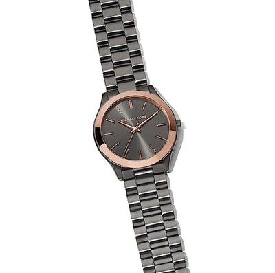 Pre-owned Michael Kors Analog Grey Dial And Band Men's Stainless Steel Watch-mk8576