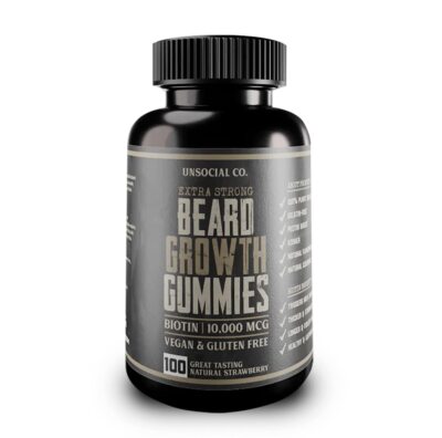 Unsocial Co. Extra Strong Beard Growth Vitamins Gummies | Biotin 10000 MCG | ...