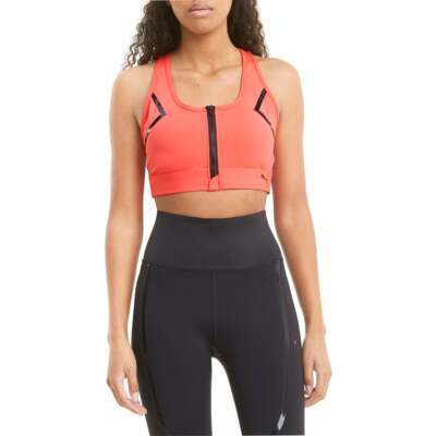 

Puma High Impact Front Zip Bra Womens Pink Casual 520295-24, Розовый