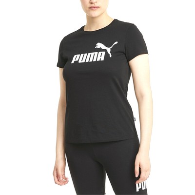 Футболка с круглым вырезом и коротким рукавом с логотипом Puma Essential, женские черные повседневные топы 5862