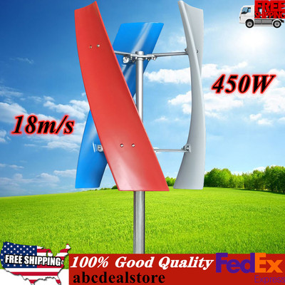 3-Blades Helix Wind Turbine Generator 12V Vertical Axis Wind Power 400W 