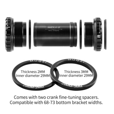 Mountain Road Bike 29MM Center Shaft Thread w/ Crank Spacers For SRAM DUB Discs
