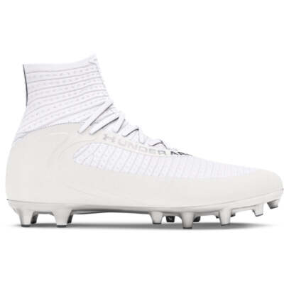 Pre-owned Under Armour Men's Ua Highlight 2 Mc Knit Football Cleats White/white/metallic S In White-white-metallic Silver