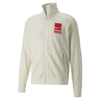 

Puma Cc X T7 Striped FullZip Track Jacket Mens Off White Casual Athletic Outerwe, Puma Cc X T7 Striped FullZip Track Jacket