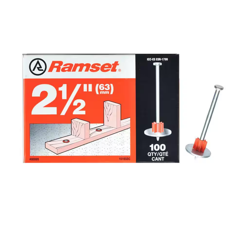 Ramset Drive Pins Powder Actuated Fastener Pins Concrete Steel Washer 100 Pack