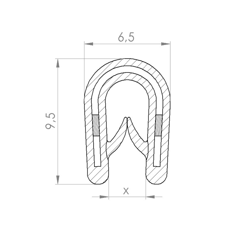 PVC-Kantenschutzprofil 6,5 x 9,5mm Klemmbereich 1,0 - 2,0mm schwarz Dichtprofil