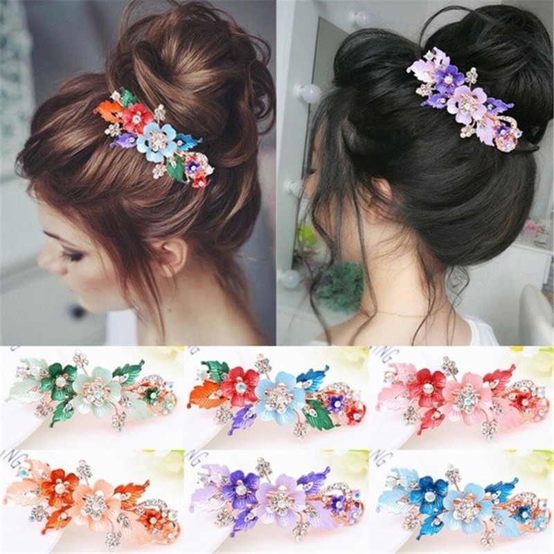 Women Headwear Accessories Flower Barrettes Cute Hairpin Crystal Hair Clip