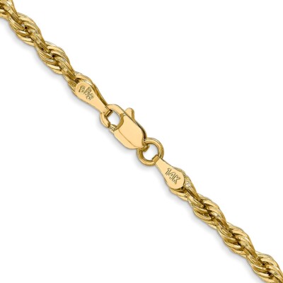 Pre-owned Diamond2deal 14k Yellow Gold 20" 3mm Semi Solid Rope Chain Necklace 3.43g
