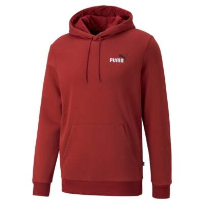 

Пуловер с капюшоном Puma Ess + с вышивкой и логотипом, большой высокий мужской размер , повседневная верхняя одежда, Красный