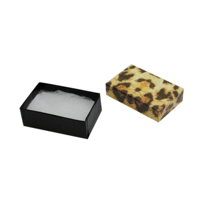 100 PC 2-5/8" x 1-1/2" Gift Boxes Jewelry Leopard Print Cotton Filled Batting 