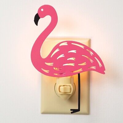 Beach Coastal Pink Flamingo Metal Night Light w/Bulb New Cool Looking Tiki House