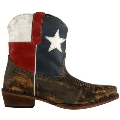 

Roper Texas Flag Round Toe Cowboy Boots Womens Brown Casual Boots 09-021-0977-, Коричневый, Roper Texas Flag Round Toe Cowboy Booties