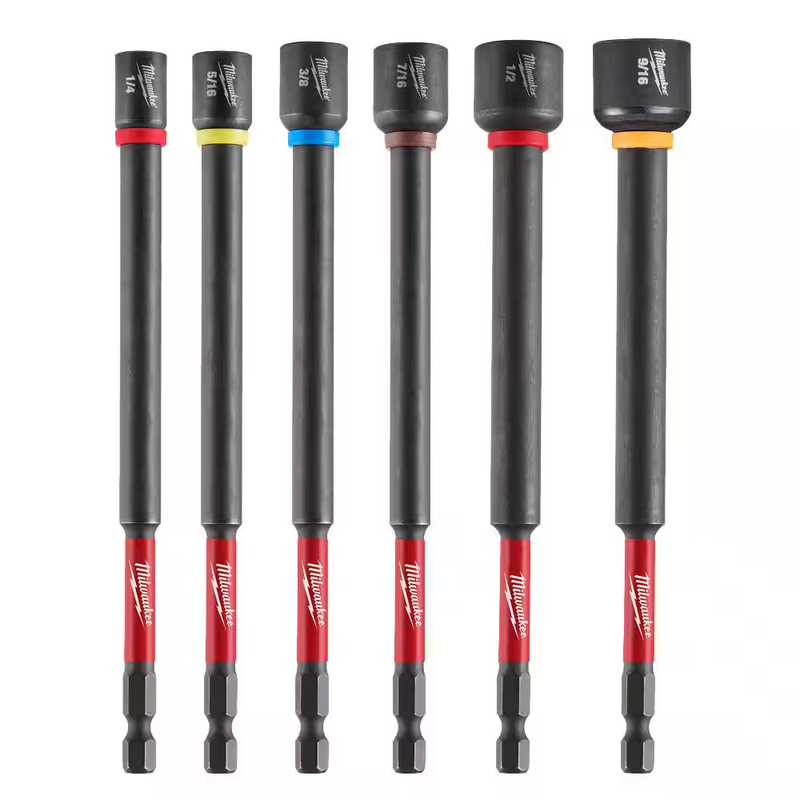 Milwaukee Magnetic Nut Driver Set 6 Inch Impact Drill Bit Hex Driver 6 Piece