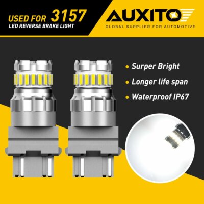 AUXITO 3157 3156 3057 4157 LED Reverse Brake Turn Signal Light Bulb 6500K White