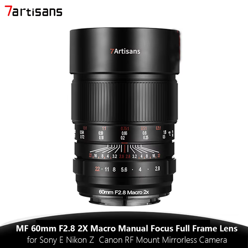 60mm F2.8 2X Macro Lens Manual Focus for Canon RF Sony A7CR A7C2 A6500 Nikon Z5