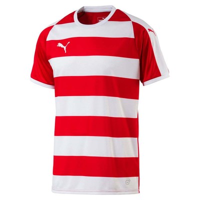 

Мужская футбольная майка Puma Liga Hooped Crew Neck с коротким рукавом, размер  703422-01, Red;white, Puma Liga Hooped Crew Neck Short Sleeve Soccer Jersey