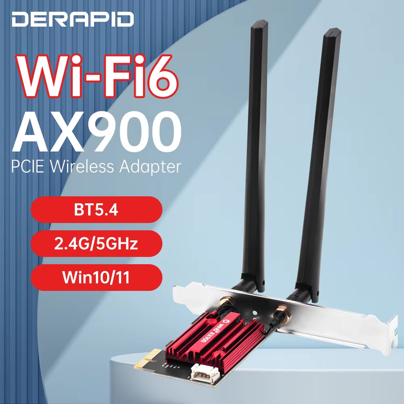 Wi-Fi6PCIE Network Card Pcie Riser Cable Dual-Band WiFi 6 Bluetooth 5.4 Antenna