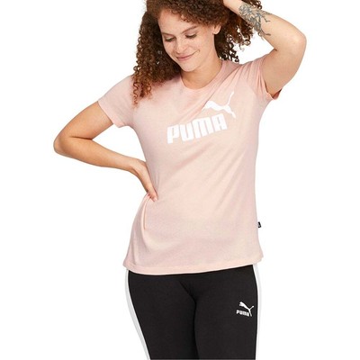 

Puma Ess Logo Футболка с круглым вырезом и короткими рукавами Женские розовые повседневные топы 58931747, Розовый