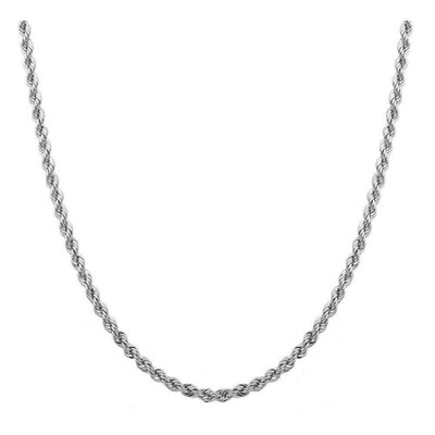 Sterling Silver 2mm diamond cut rope chain necklace- Made In Italy (Silver, 18)